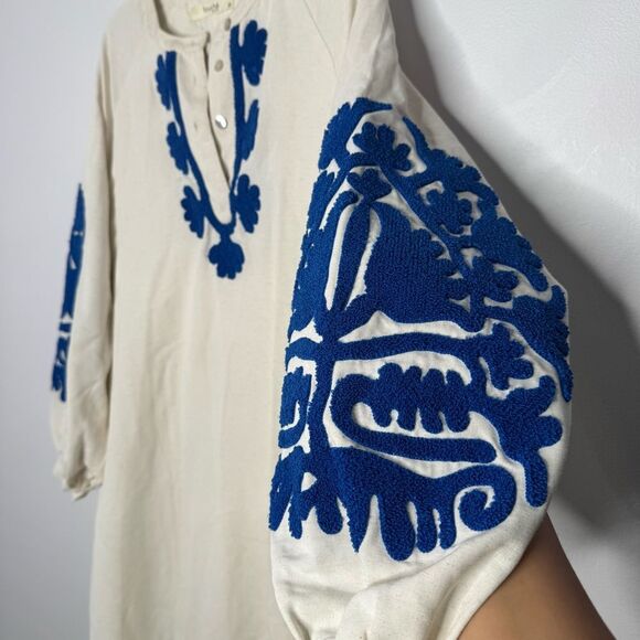 Touché Prive EMBROIDERED LINEN DRESS size UK 38 - Picture 4 of 10